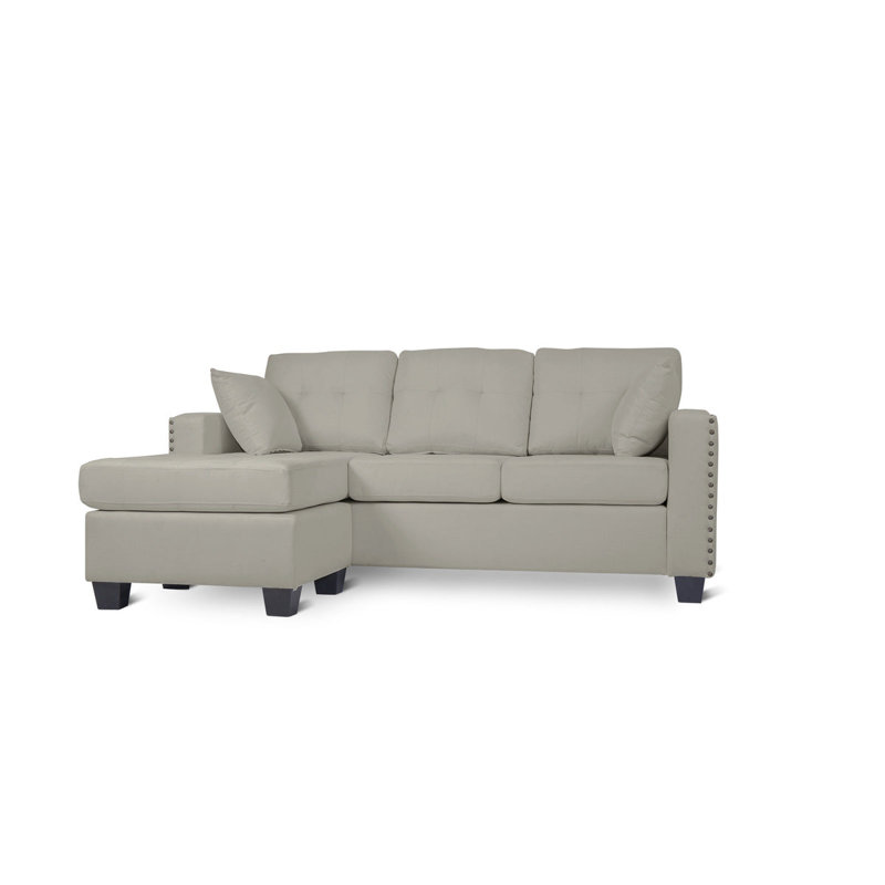 Canapé modulaire 2 pièces Kyneshia, Tissu gris pâle