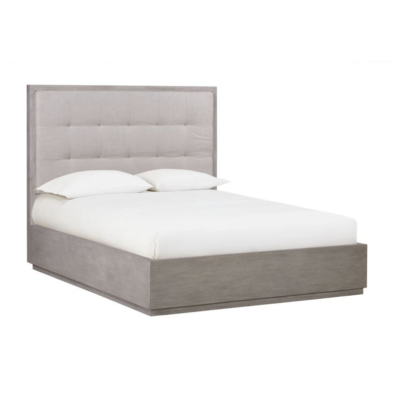 Adlia Full/Double Wire-Brushed Solid Wood Upholstered Storage Platform Bed with Tufted Headboard