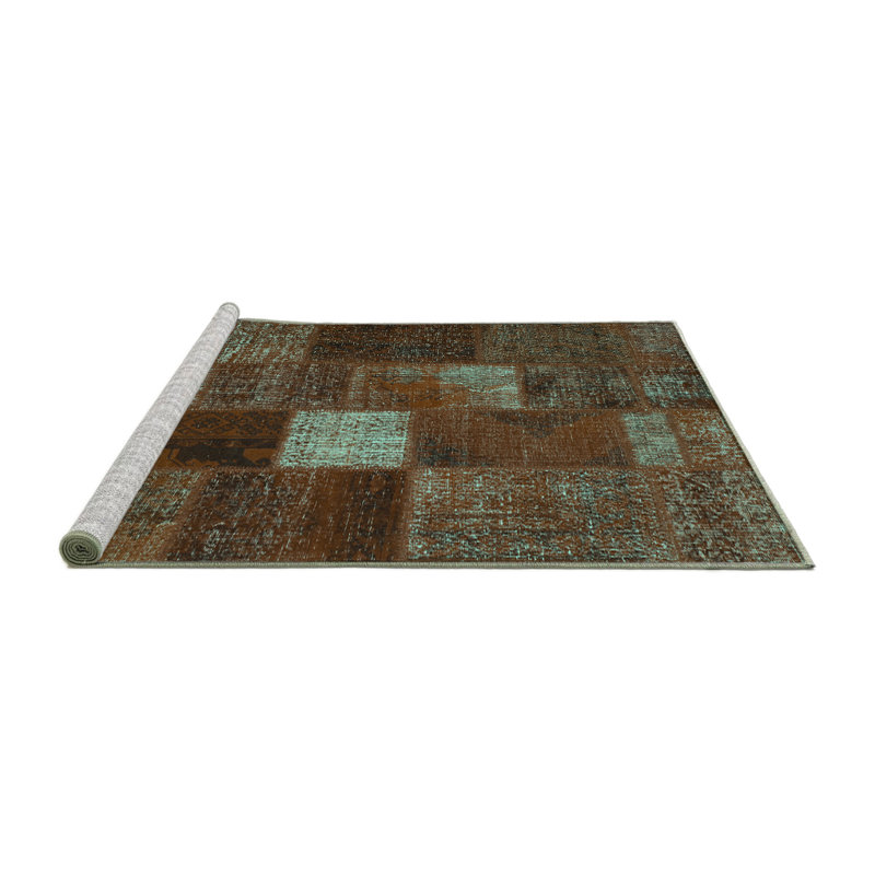 Tapis brun en chenille tissé à la machine Maudell, Carré de 6 pi
