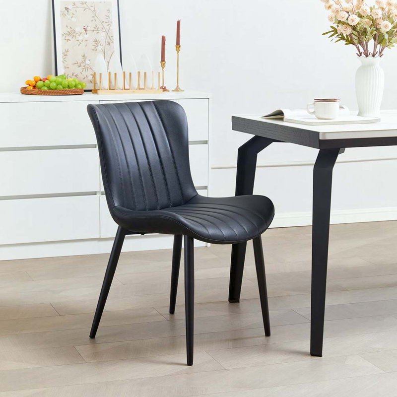 Chaises de salle à manger rembourrées en similicuir, Noir