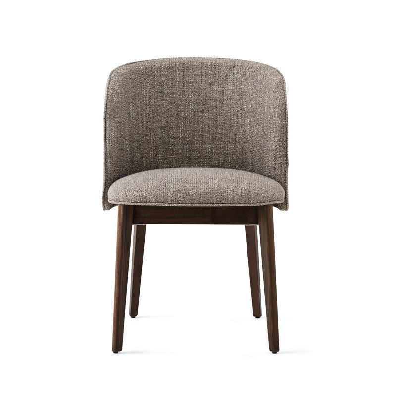 Abrey Upholstered Armchair with Wooden Base, Smoke, Taupe