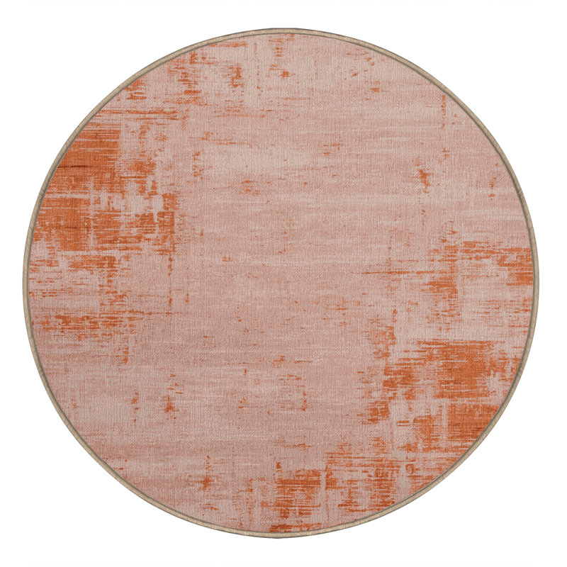 Tapis beige lavable à la machine, Rond 6 pi