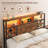 Bed with Storage Headboard, RGB LED Lights & USB Charging - Multi-Tier Shelves, Full/Queen/King-1139742167-1139742166