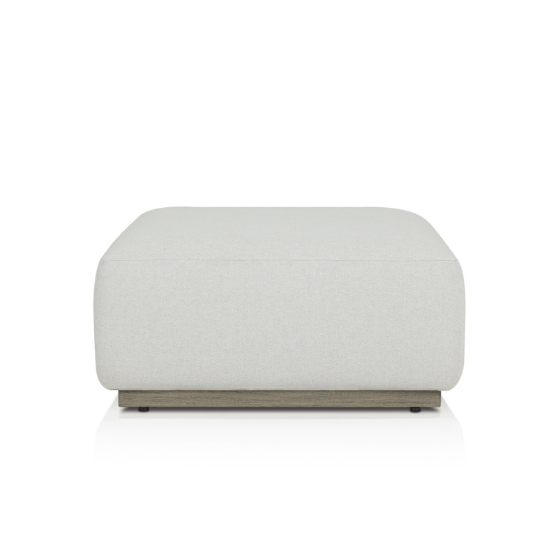 Lenox Modular Ottoman, White Polypropylene/Olefin, Light Brown