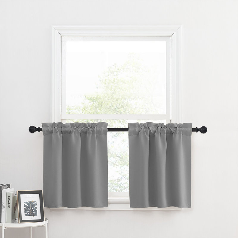 Polyester Blackout Rod Pocket Valance, Silver Gray, 29" W x 30" L