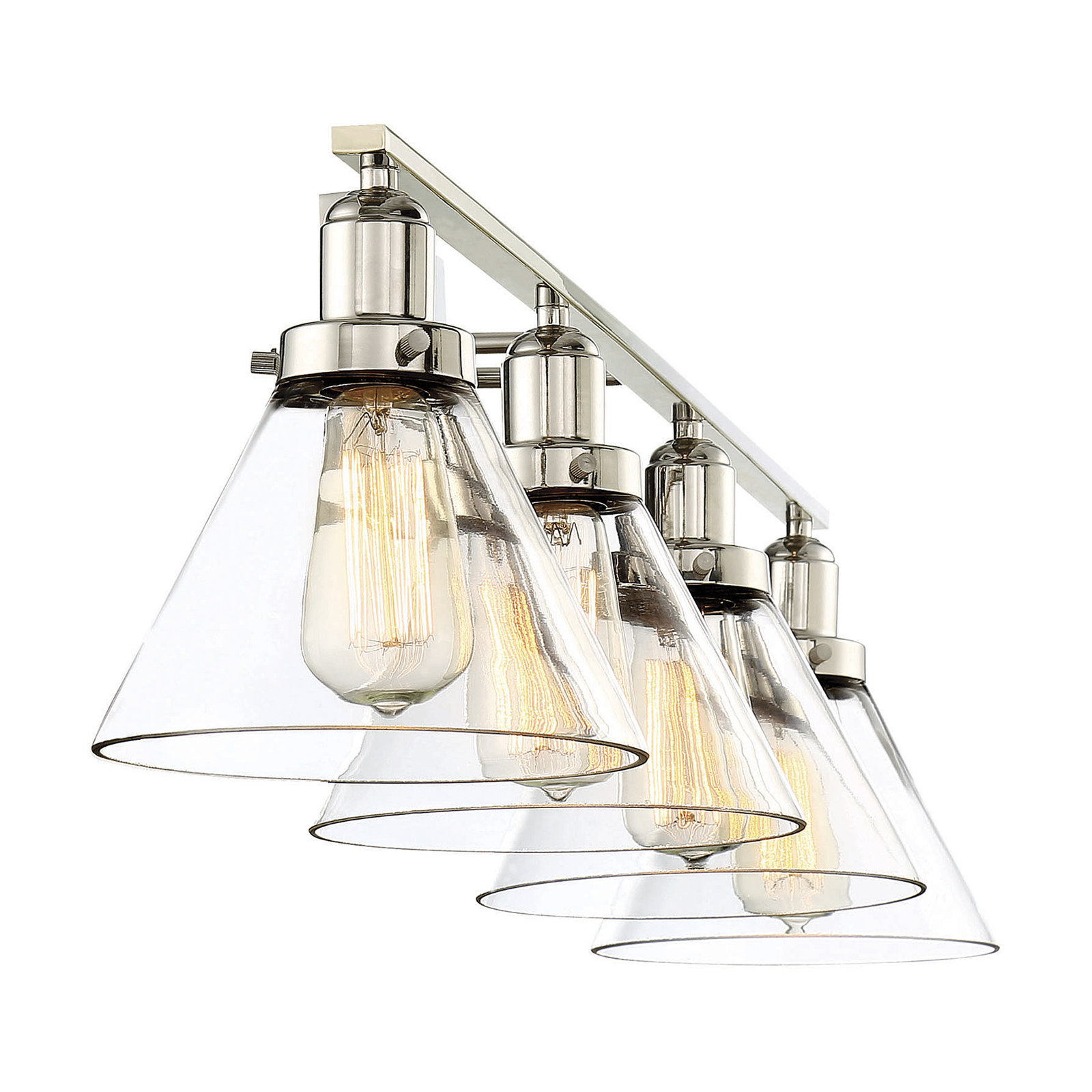 Catalina 4 Light Transparent Dimmable Bath Sconce, Polished Nickel
