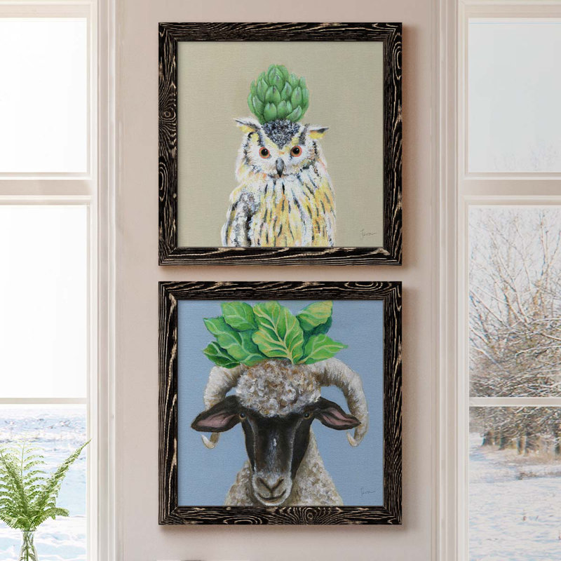 «Playful Nature», ensemble de 2 peintures sur toile encadrées, H 17 po x l 34 po x P 1,5 po, Cadre noir