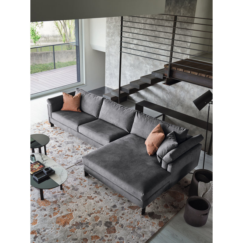 Meridien Chaise Sectional, Gray Polyester Blend