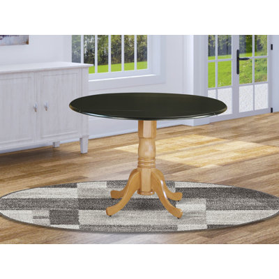 Table de salle à manger à abattant de 42 po sur piédestal en bois d'hévéa massif Philipston