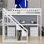 Lit mezzanine simple avec deux commodes, bureau et bande lumineuse-169960354