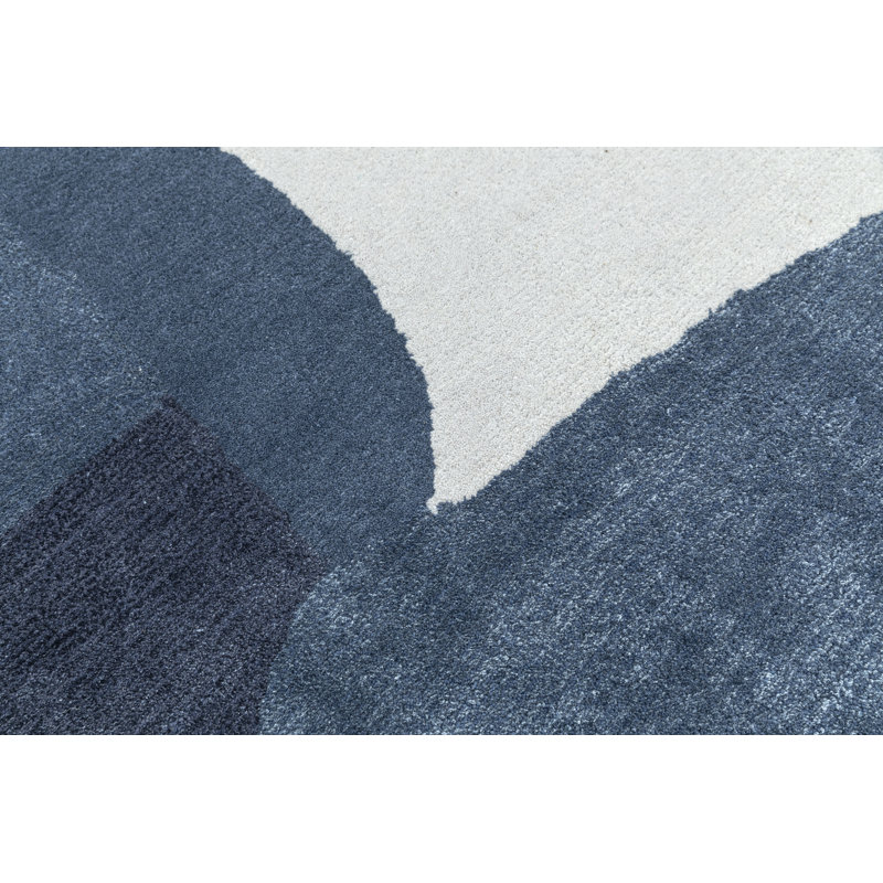 Linn Rectangle Abstract Handmade Tufted Area Rug in Blue, Rectangle 5' x 8'