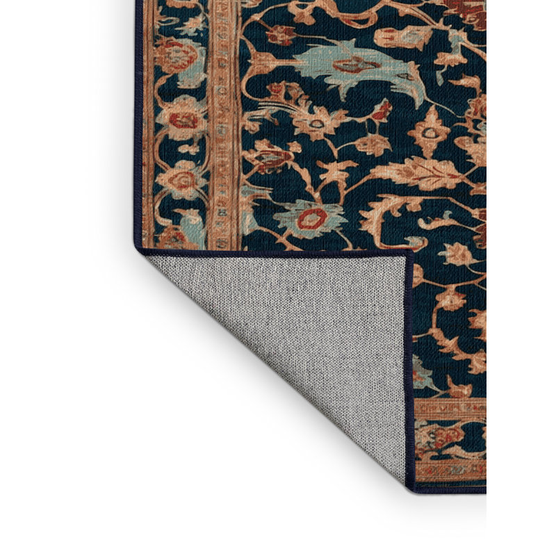 Machine Washable Persian Blue Area Rug, Rectangle 2' x 3'
