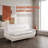 79‘’White Modern Leather 3-Seat Sofa Couch，Solid Wood Frame High-Density Memory Foam，110°-115° Adjustable Backrest