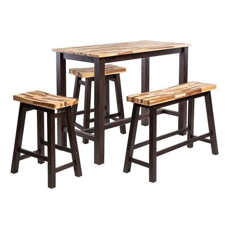 Ensemble bistro 4 pièces en bois d'acacia couleur espresso Pembertly Row