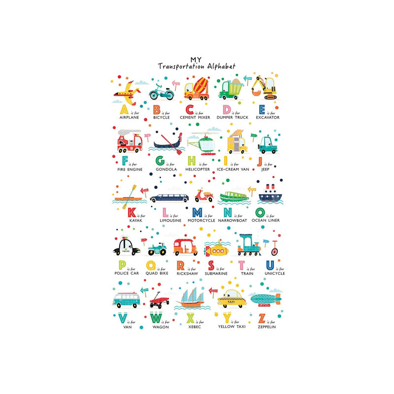 Transportation Alphabet - Wrapped Canvas Print, 101.6 cm H x 66.04 cm W x 3.175 cm D