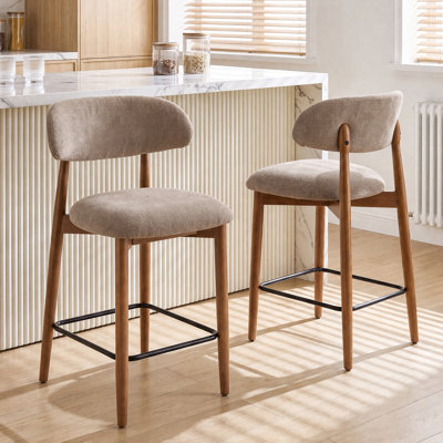 Chaise rembourrée en bois massif avec tabouret