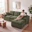 Canapé d'angle modulaire Cloud en forme de L de 103 pouces avec méridienne, assise extra profonde, revêtement en velours côtelé-1587661926