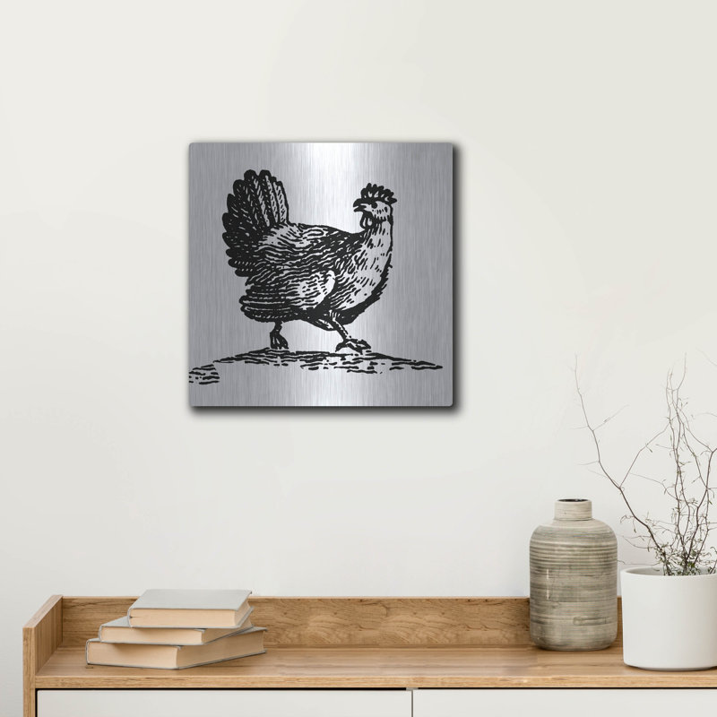  «Chicken Astray» par Art Licensing Studio, art mural en métal, 12 po x 12 po, H 12 po x l 12 po