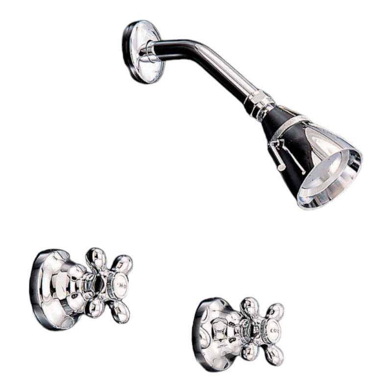Rhine In-Wall Shower Set with Cross Handles by Strom Living, Unlacquered Raw Brass