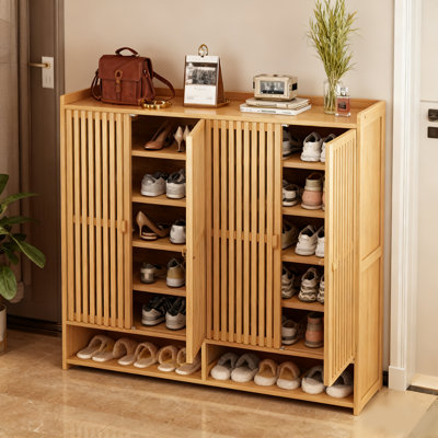 Rangement pour chaussures avec portes 6 rangées grande armoire à chaussures en bois avec rangement pour chaussures