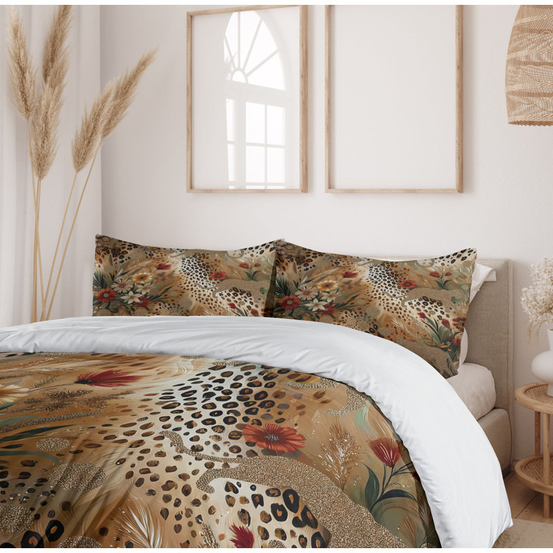Leopard Print Duvet Cover, Queen Duvet Cover + 2 Standard Shams
