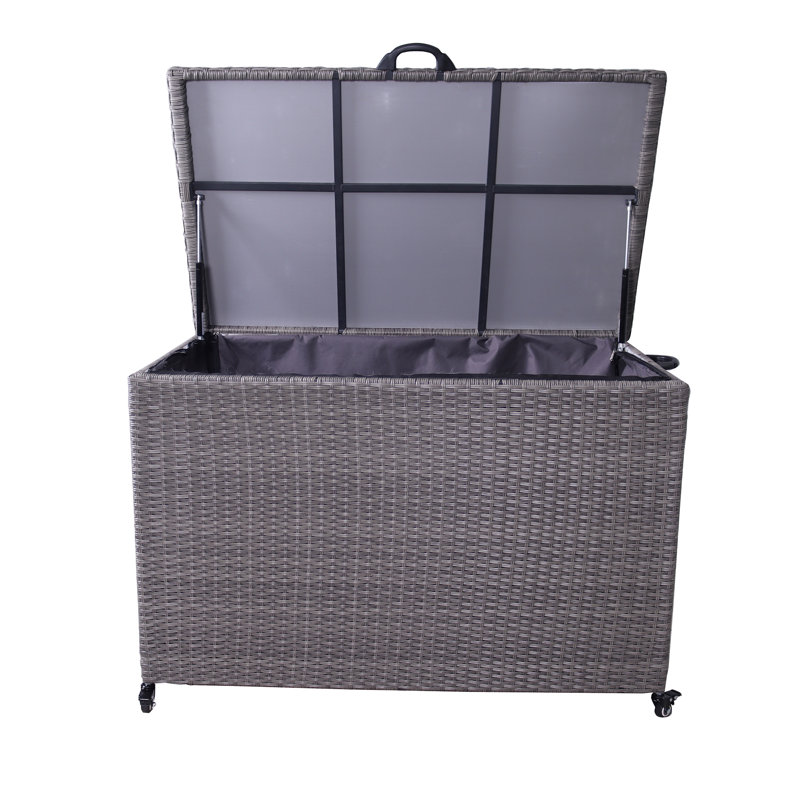 Royalcraft Storage 120cm W 510L Wicker Deck Box with Wheels, Grey