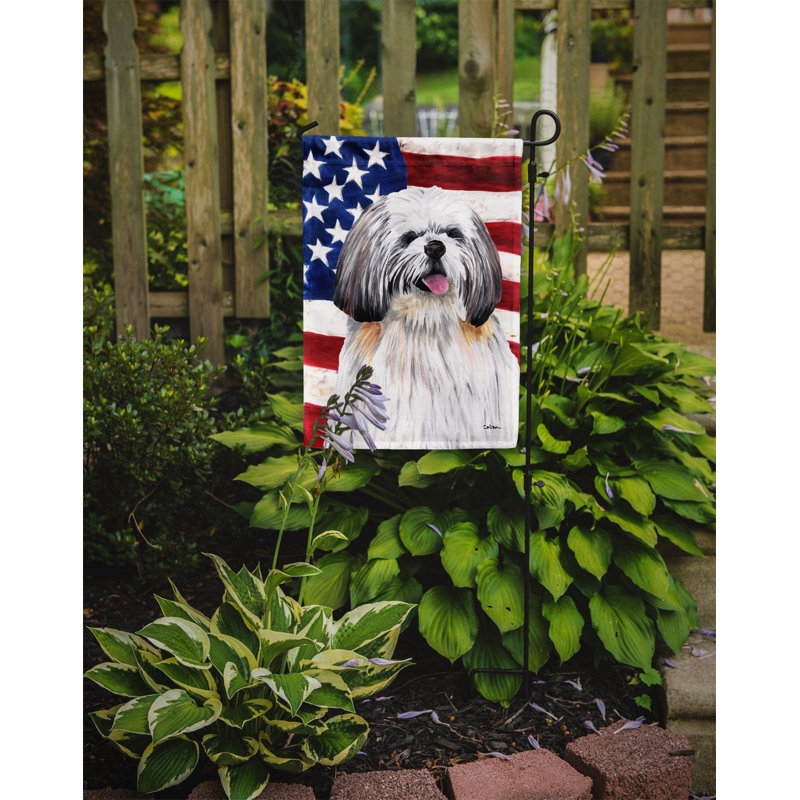2 côtés en polyester de 2 côtés american drapeau de jardin, Shih Tzu 3