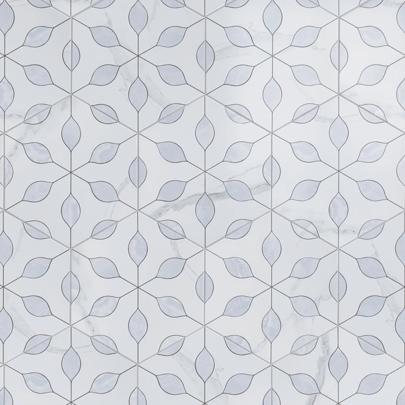 Alicante  Hexagon 7.88 In. X 9.45 In. Matte Porcelain Floor And Wall Tile, Zafiro Blue