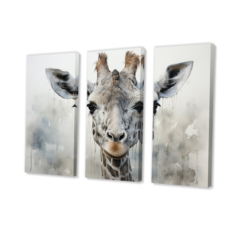 Girafe gracieuse, impression sur toile 3 pièces, H 40 po x l 60 po x P 1 po