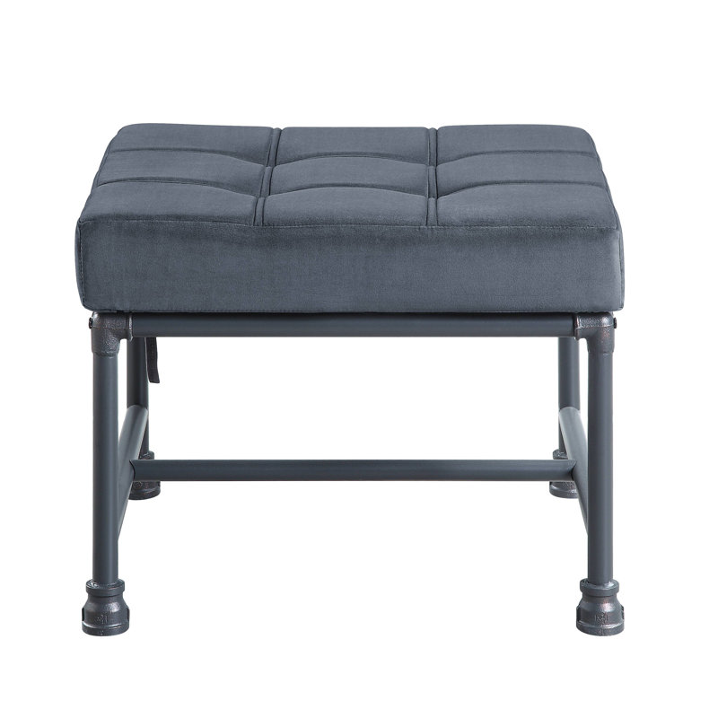 Repose-pieds Brantley en velours gris et finition gris sable