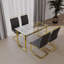 Ensemble de salle à manger moderne 4 pièces: table en verre trempé de 51 po (pieds dorés) et 4 chaises sans accoudoirs en polyuréthane-2021348480-2021348494