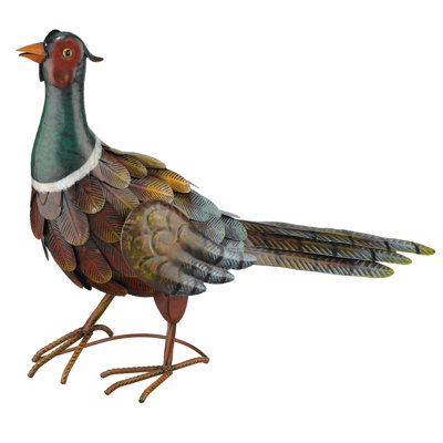 Handcrafted Metal Decorative Long Tail Pheasant Outdoor Garden Statue