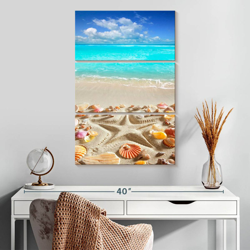 Gillard, paradis tropical, coquillages, H 32 po x l 20 po