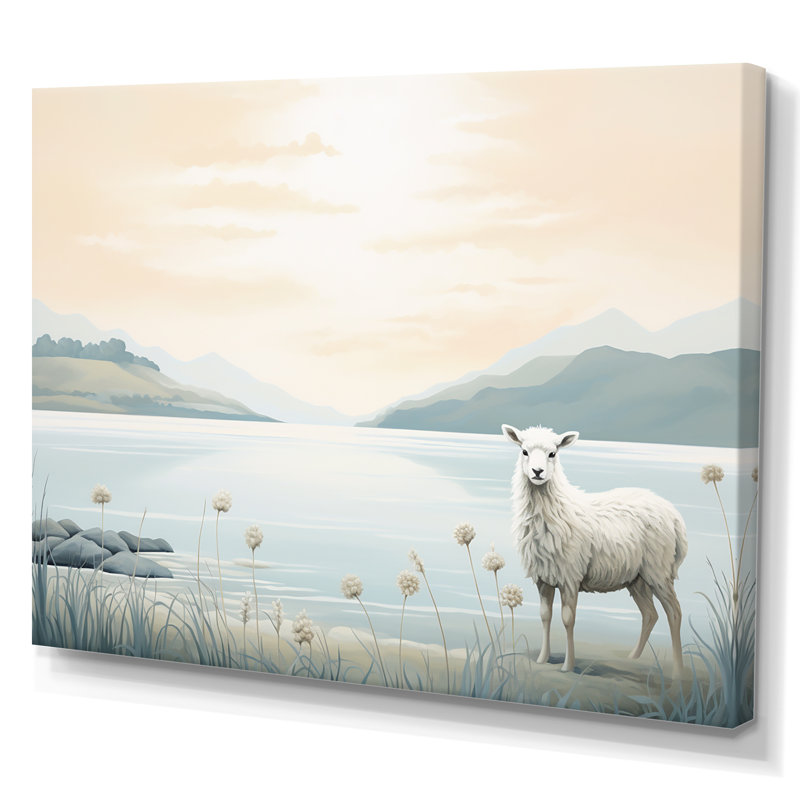 Minimalisme, moutons sur la plage I - impressions sur toile de moutons, Toile tendue, H 30 po x l 40 po x P 1,5 po