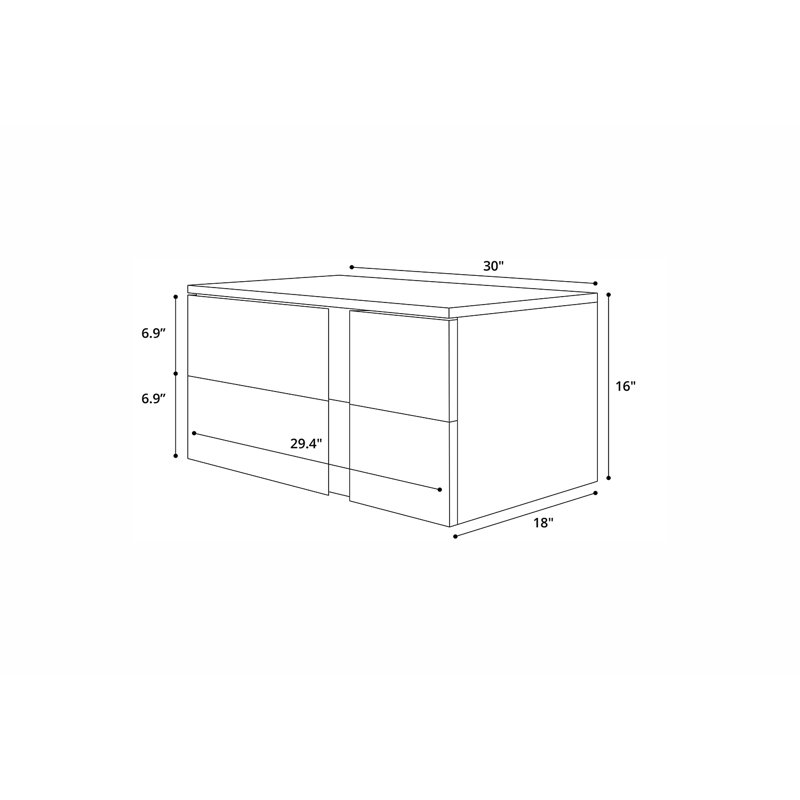 Park 2 - Drawer Nightstand, Dark Gull Gray, Left