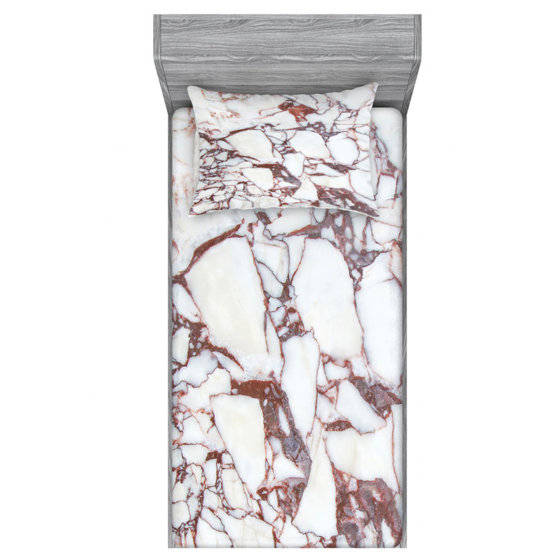 Microfiber Abstract Sheet Set, Twin Sheet Set with Fitted Sheet