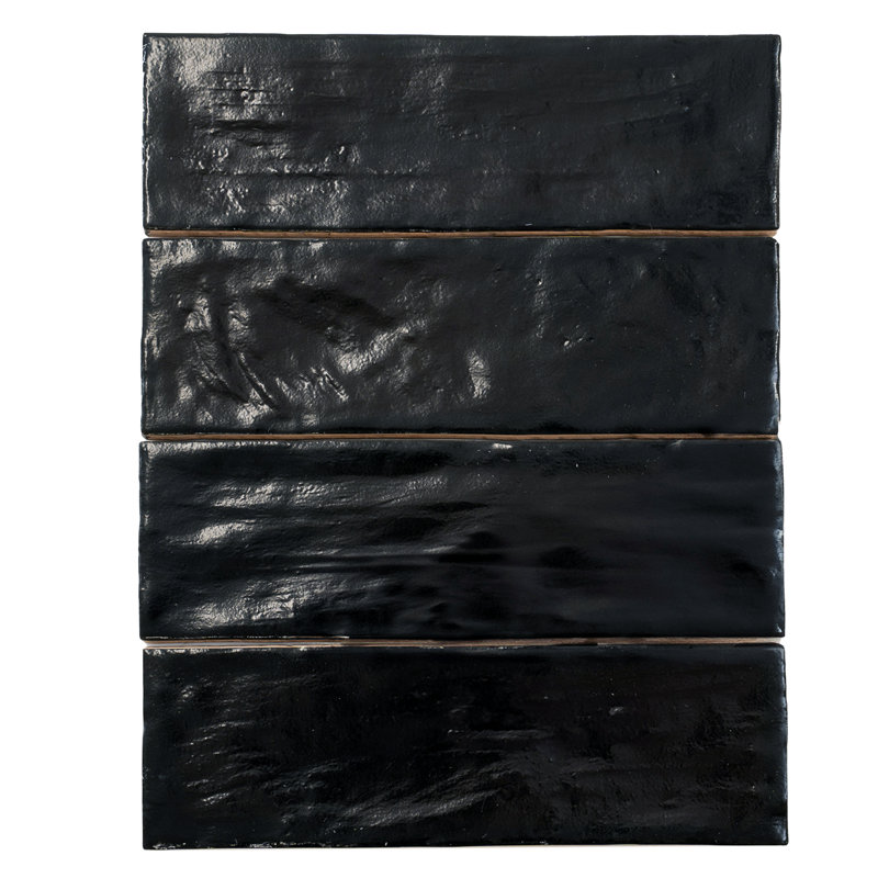 38 pack 2.5 in. x 8 in. Polished and Honed Ceramic Subway Wall Tile (5.38 sq. ft./Case), Black