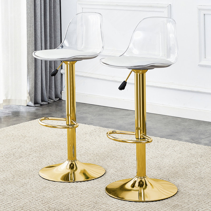 Chaises et tabourets de bar modernes et minimalistes. Peut pivoter à 360 ° et ajuster le levage. Dossier en PET et sièges en polyuréthane. Ensemble de 2. Convient aux bars, aux restaurants et aux caissiers de la réception.