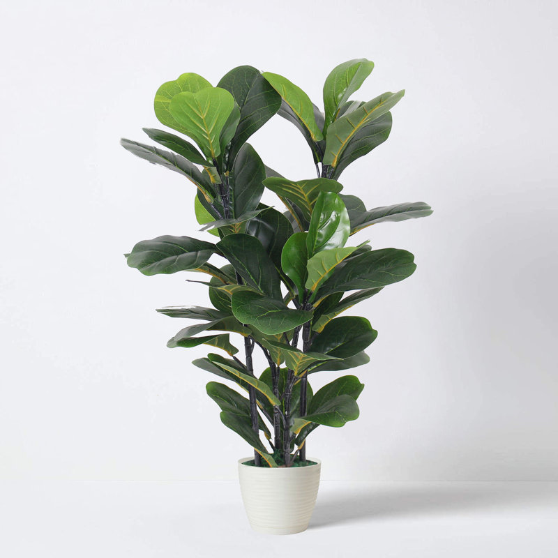 90cm Faux Fiddle Leaf Fig Plant in Pot, White