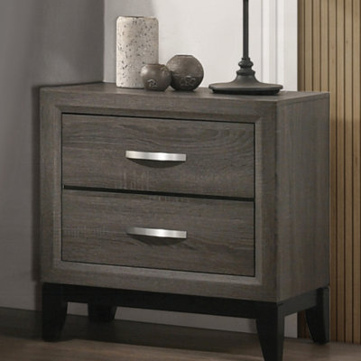 Table de chevet moderne 2 de couleur grise vieillie avec un grand espace