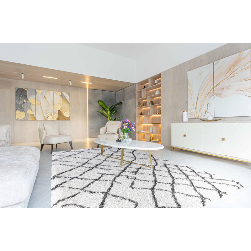 Tenny Geometric Shag Area Rug, Rectangle 160 x 230cm