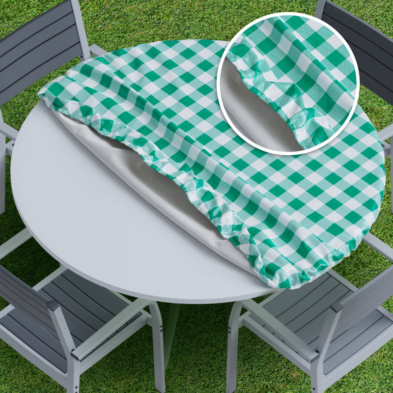 Housse pour nappe Gracie Oaks, Rond 44 po, Vert