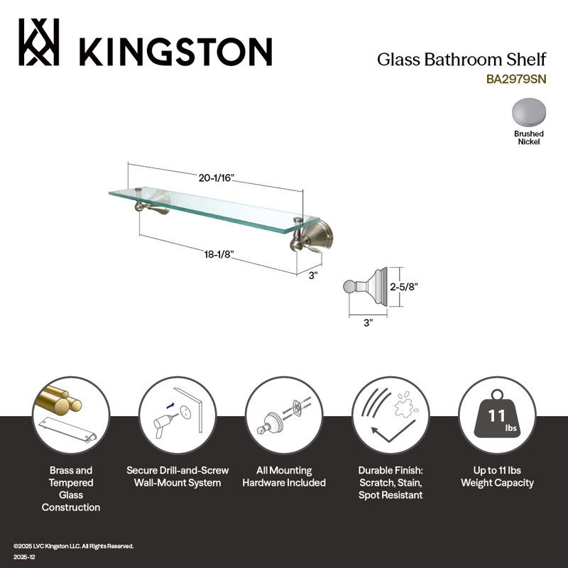 Governor Wall Shelf, Brushed Nickel