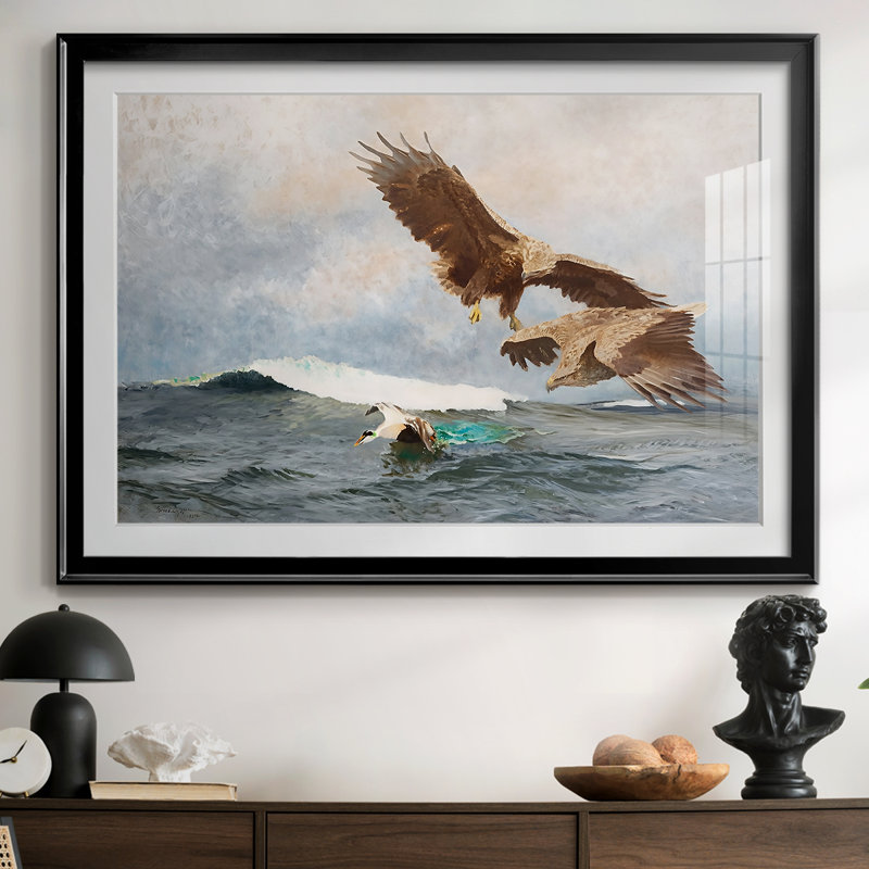 Aigles de mer (Havsornar) - Brun Lilofors - reproduction encadrée avec passe-partout et verre - 1897, 30 x 5 x 42,5, Noir