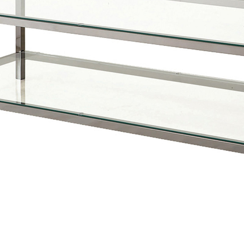 Trini Black Nickel Coffee Table with Glass Shelf