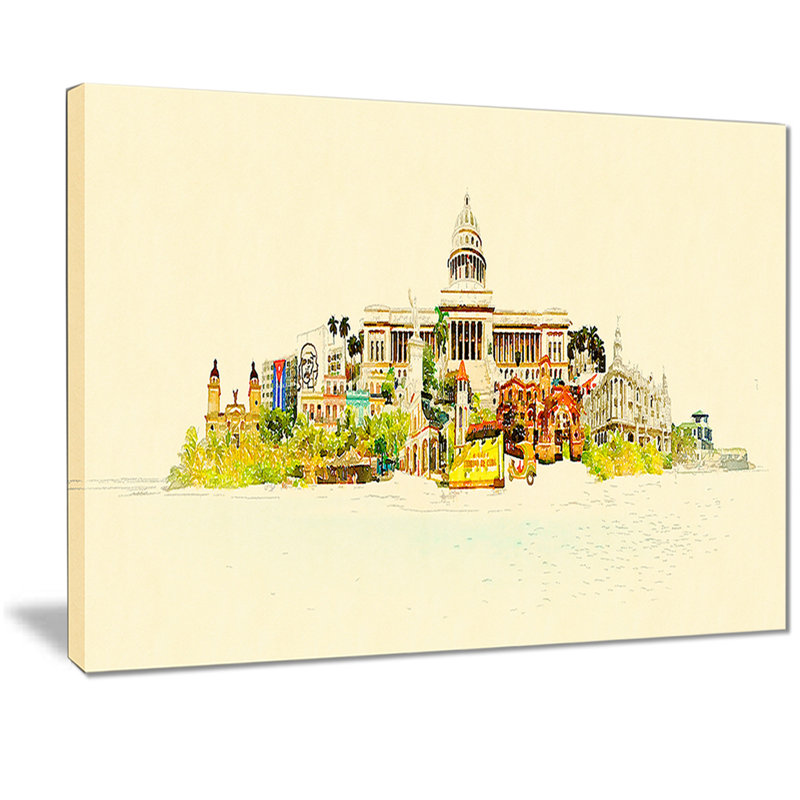 « havane panoramique view », impression sur toile, H 20 po x l 20 po x P 1 po