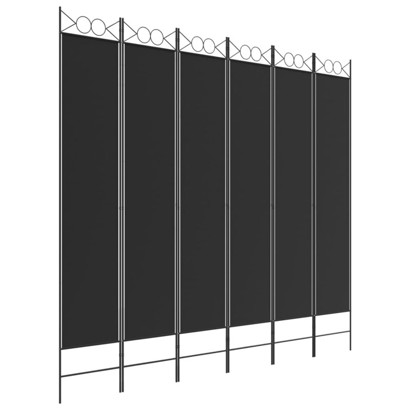 Casida Folding Room Divider, 240 x 220 cm, 6, Black