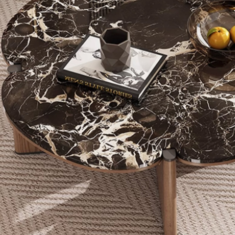Table basse haut de gamme en marbre de luxe clair, Noir