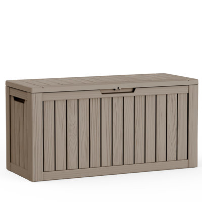 300L Large-Capacity Patio Storage Box, Heavy-Duty Polypropylene Box with Sit-On Lid & All-Weather Resistance