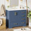 Meuble-lavabo traditionnel de 36 pouces avec lavabo en résine, deux portes et quatre tiroirs pour un rangement organisé-116332709
